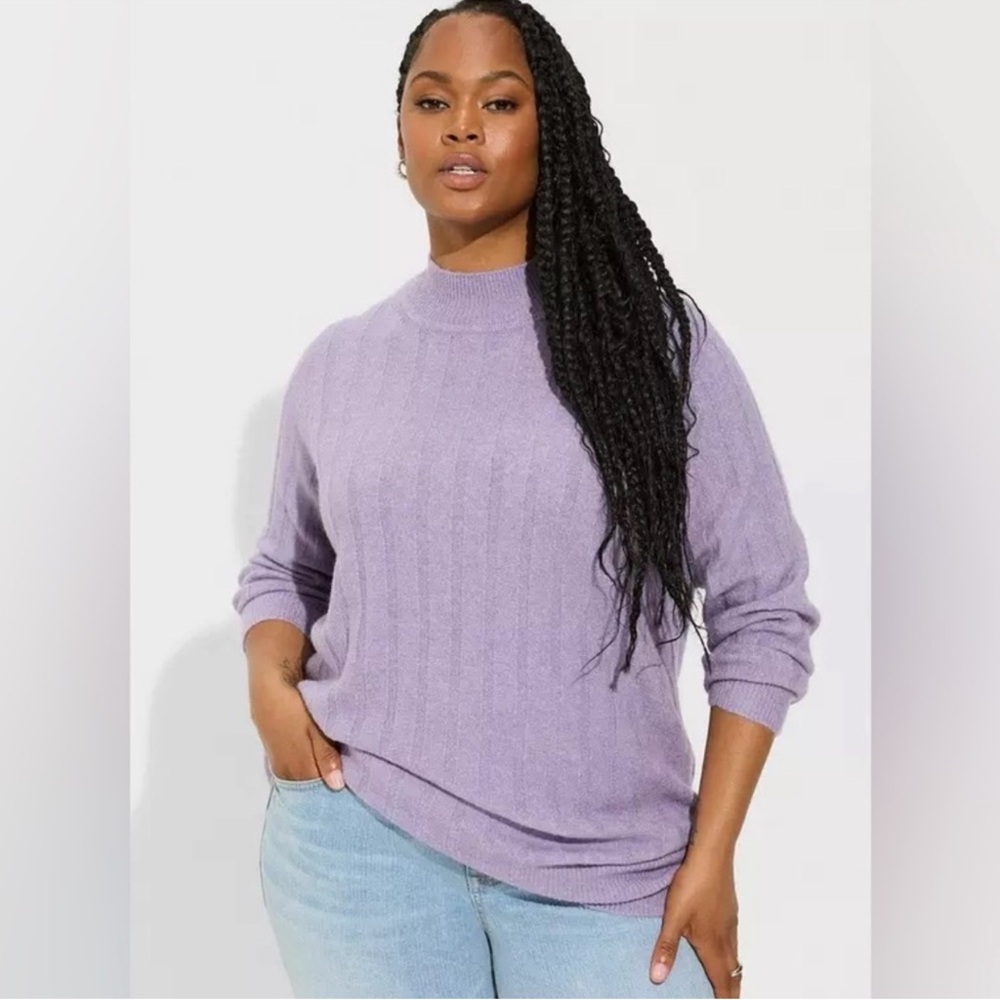 Torrid Vegan Cashmere Lilac Crewneck/Mockneck Ribbed Women size 2 Plus size